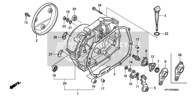 Honda ANF125 2003 Derecho Caja del cigüeñal Cubrir para un 2003 Honda ANF125